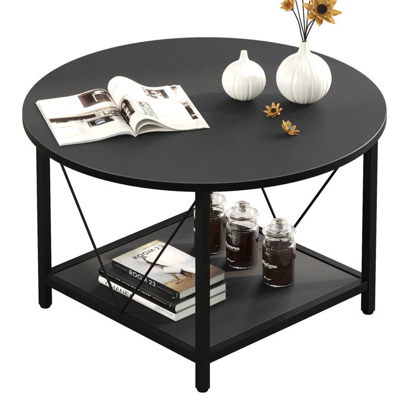 Bertran 4 Legs Coffee Table with Storage, Grey, Black
