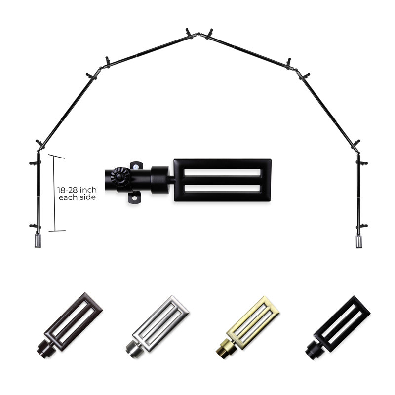 Tringle à rideaux simple à baie vitrée réglable de 28 à 48 po Syracuse, Noir, 18 po - 28 po (chaque côté)
