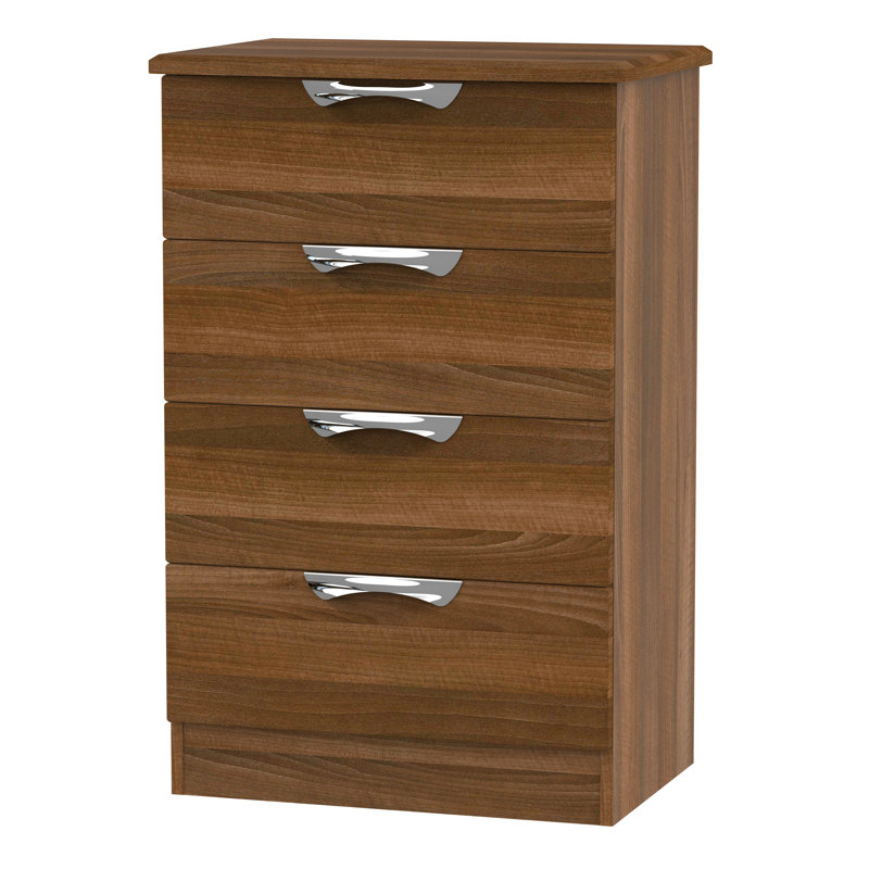 Fully Assembled Ratley 4 Drawer Chest, Noche Walnut