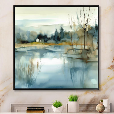 Summer Lake Landscape Illustration V - Lake, art mural