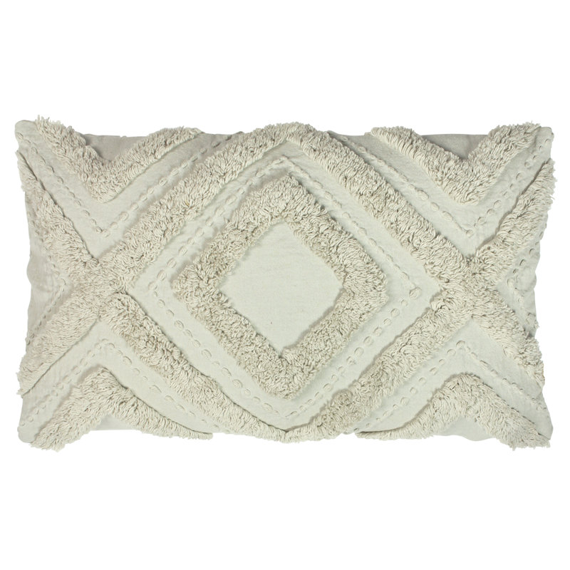 Geometric Rectangular Lumbar Cushion Cover, Taupe