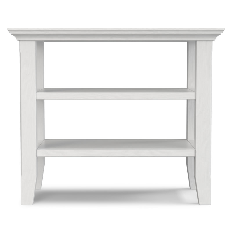 Table de bout transitionnelle en bois massif de 14 po de largeur Acadian avec 2 tablettes ouvertes