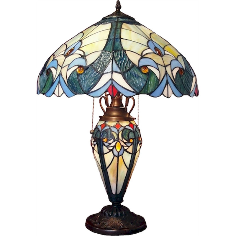 Lampe de table noire 23 po Denissa, Brun / jaune / vert