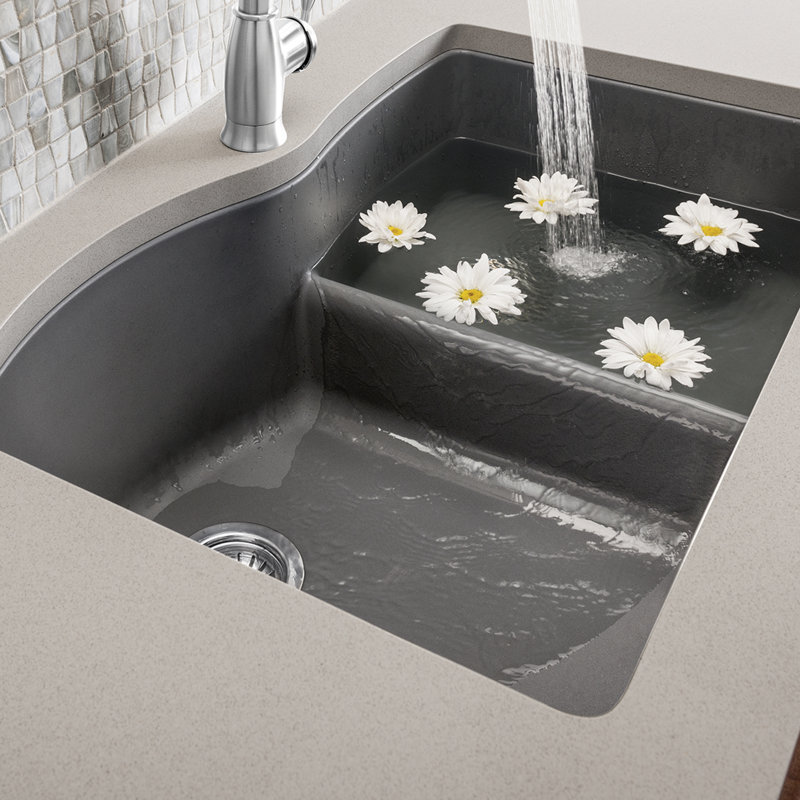 Diamond SILGRANIT 32" L x 20.88" W Double Bowl Undermount Kitchen Sink with Low Divide, Café