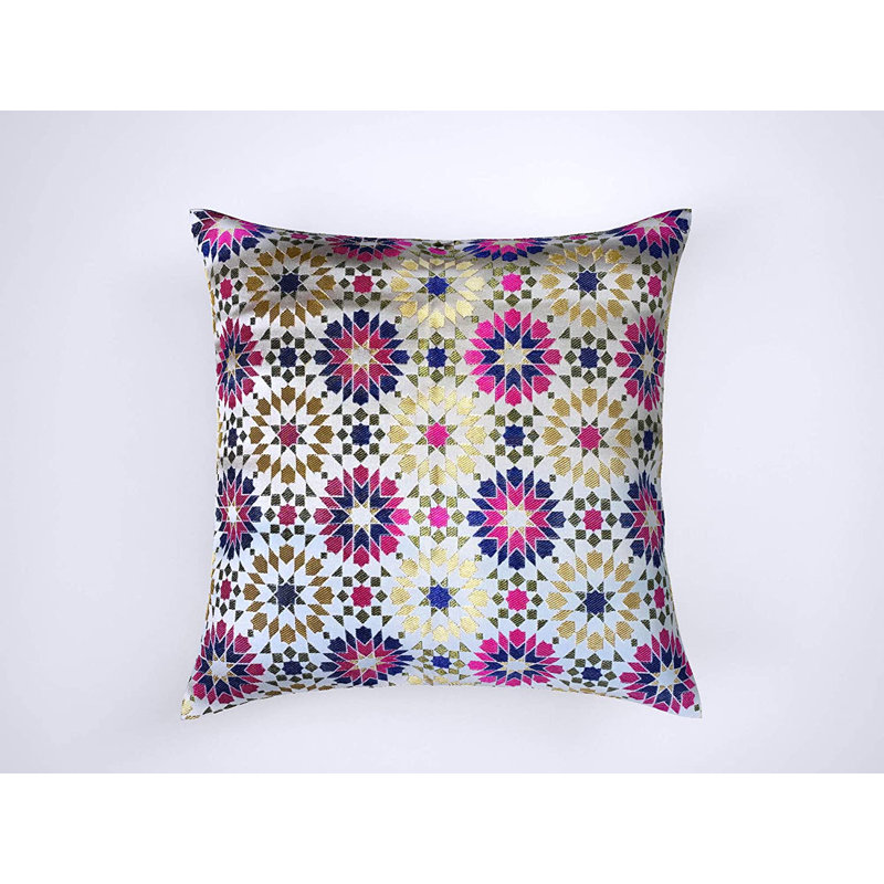 Dungorbery Geometric Square Cushion Cover, Blue/Pink
