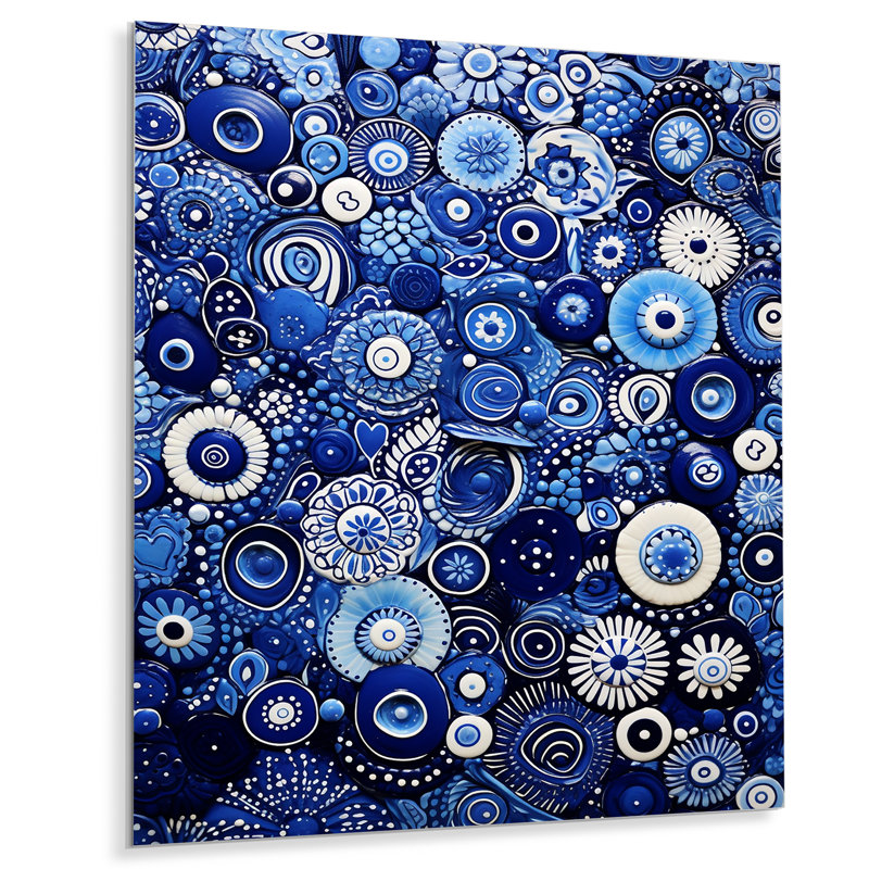 Art déco, carrelage bleu Elegance 1 - art mural abstrait en métal, H 40 po x l 30 po x P 1,5 po