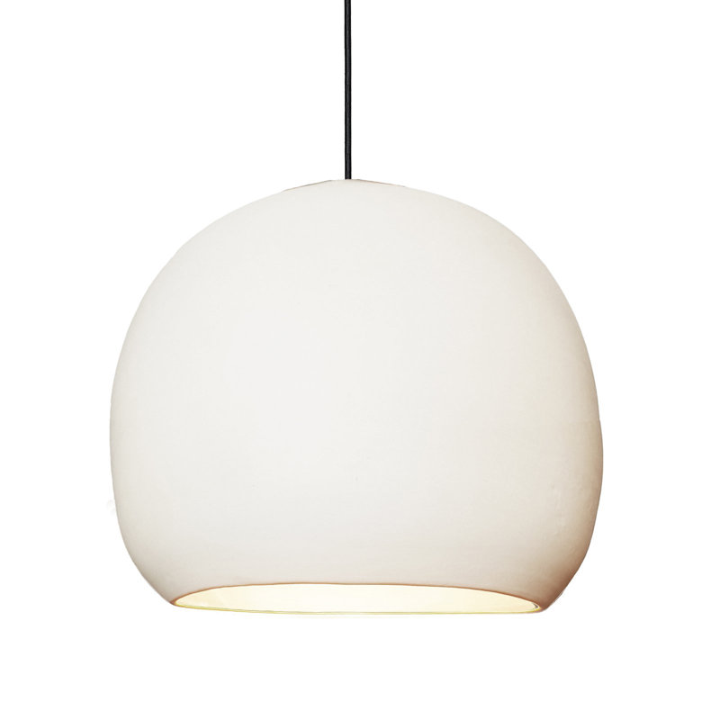 Clay 1 - Light Pendant, Black Fabric, Matte White, 4" H x 5" W x 5" D