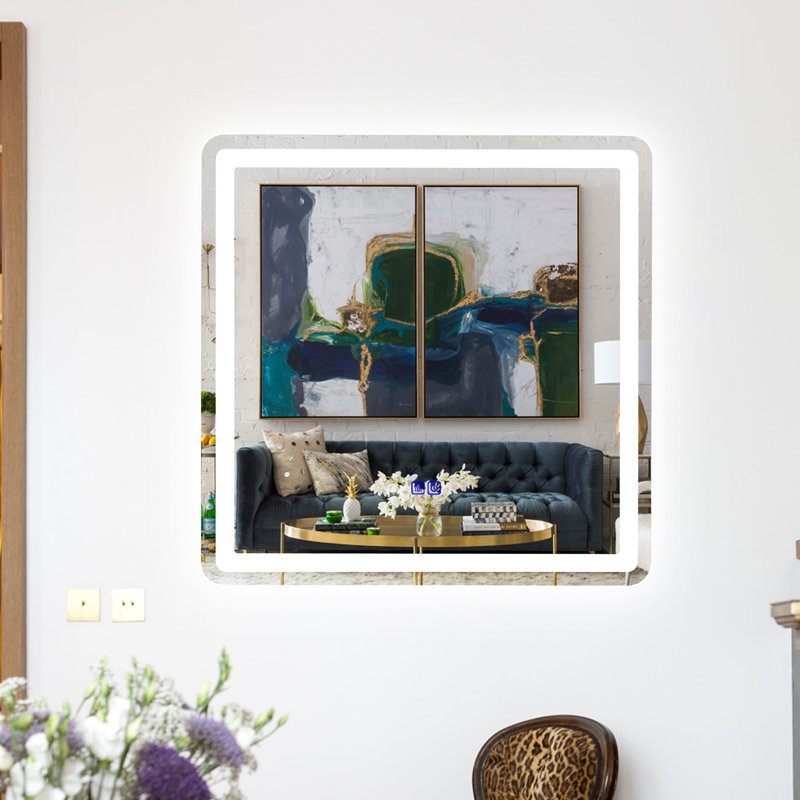 Miroir de salle de bain Monterey, Argent, 28 po x 28 po