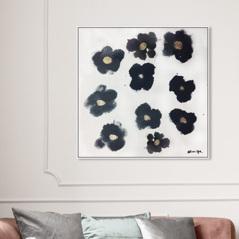 Coco's Gold Camellias - Graphic Art, 40" H x 40" W, White Framed, No Mat