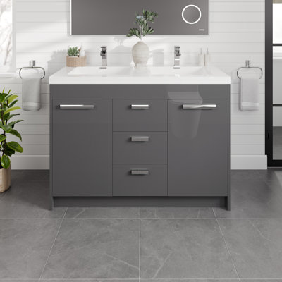 Meuble-lavabo gris avec plateau en acrylique Firkins l 48 po x P 20 po