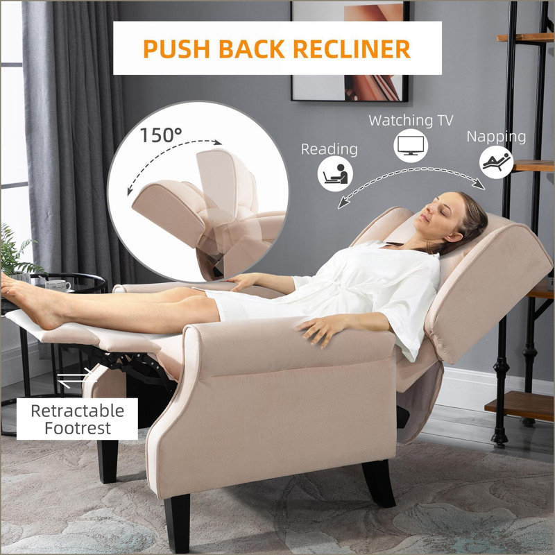 Fauteuil inclinable avec massage & amp; Heat, fauteuil à oreilles en faux suède avec télécommande HOMcom | Crème | Tissu