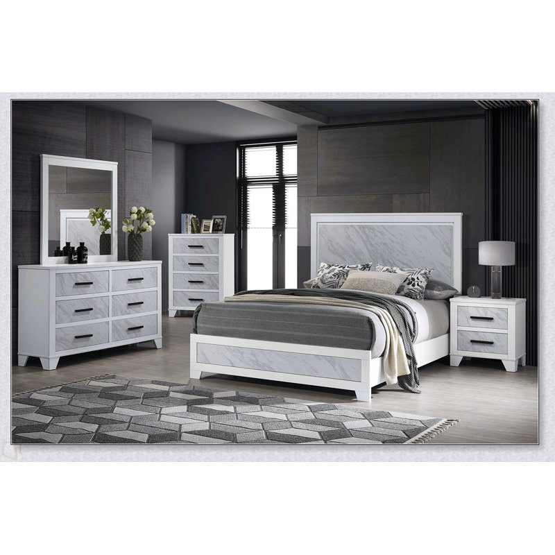 1 pièce commode seulement en faux marbre avec poignées de barre en métal et en bois d'ingénierie à queue d'aronde anglaise