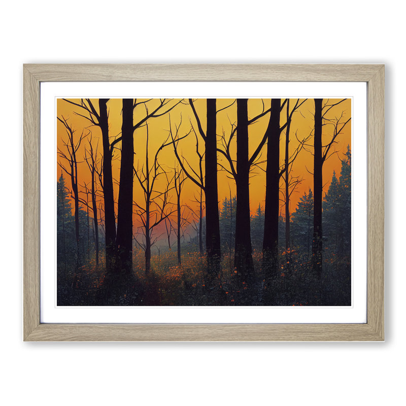Summer Forest Sunset Vol.4 - Single Picture Frame Print, 34cm H x 46cm W x 2cm D, Oak Framed