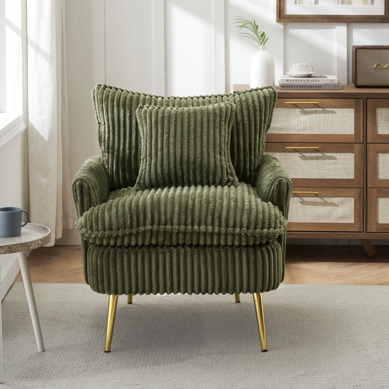Grian 30.3" Wide Corduroy Armchair - Modern Accent Chair for Living Room, Green Corduroy