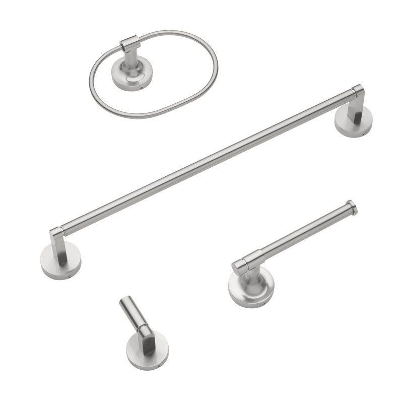 GlideRite Avalon Collection 4-Piece Bathroom Hardware Set, Satin Nickel