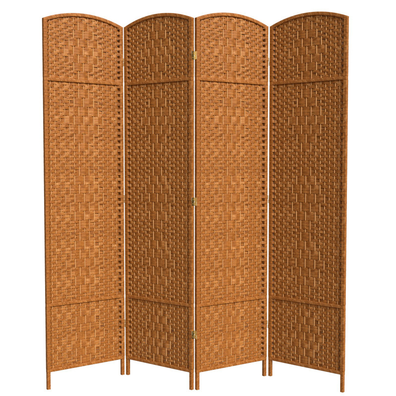 Cloison pliante en fibres tissées hautes H 82,75 po Ardian, 4 panneaux, Beige foncé