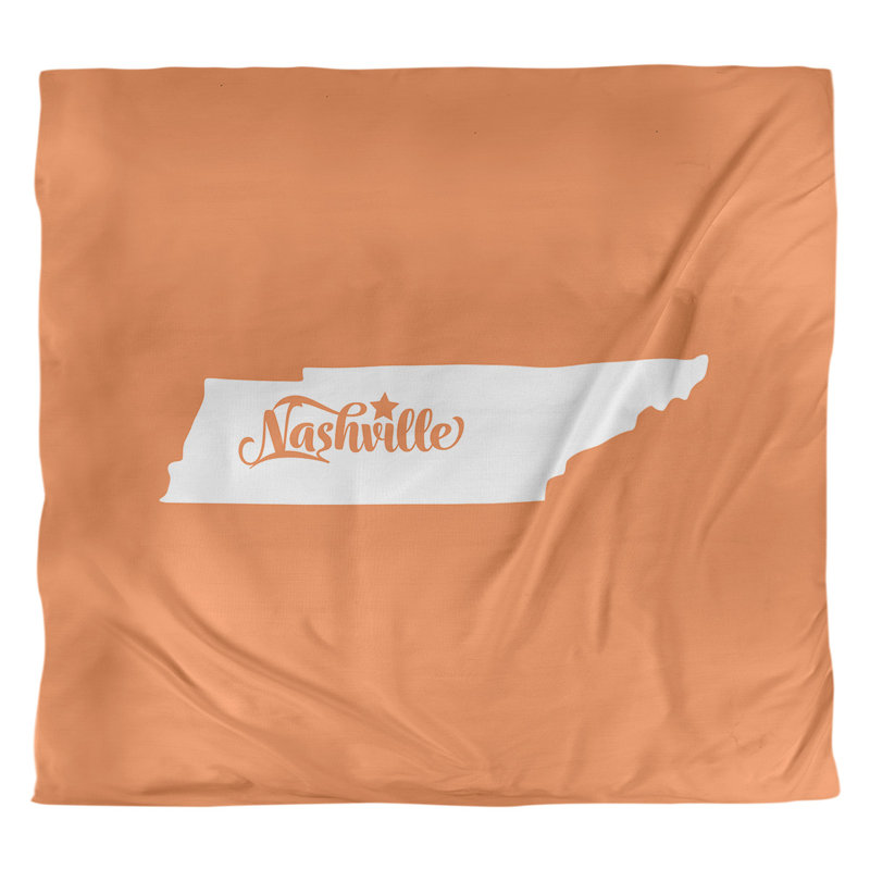 Housse de couette réversible simple Nashville Tennessee, Polyester brossé, Housse de couette pour très grand lit, Orange
