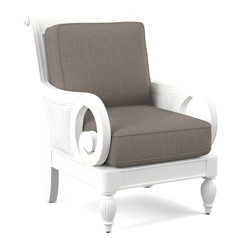 Grand View 71.12Cm Wide Armchair, Frost White Finish, Stone Crypton Performance; 0884-83