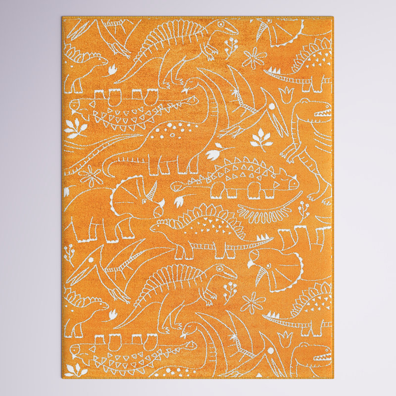 Tapis bleu marine Osgood, Rond 5 pi 3 po, Orange