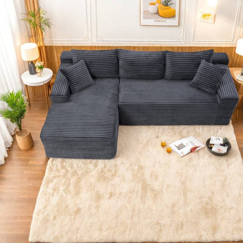 Compression Cloud Sectionals, 106.3 Inch Corduroy Modern Home Sofa