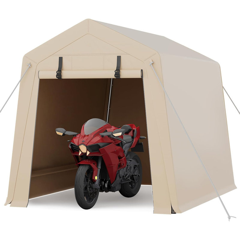 6X6 FT Portable Outdoor Storage Shed With 2 Roll-Up Zipper Doors & Vents, 240G Heavy-Duty Shelter Waterproof PE Tarp, Yellow