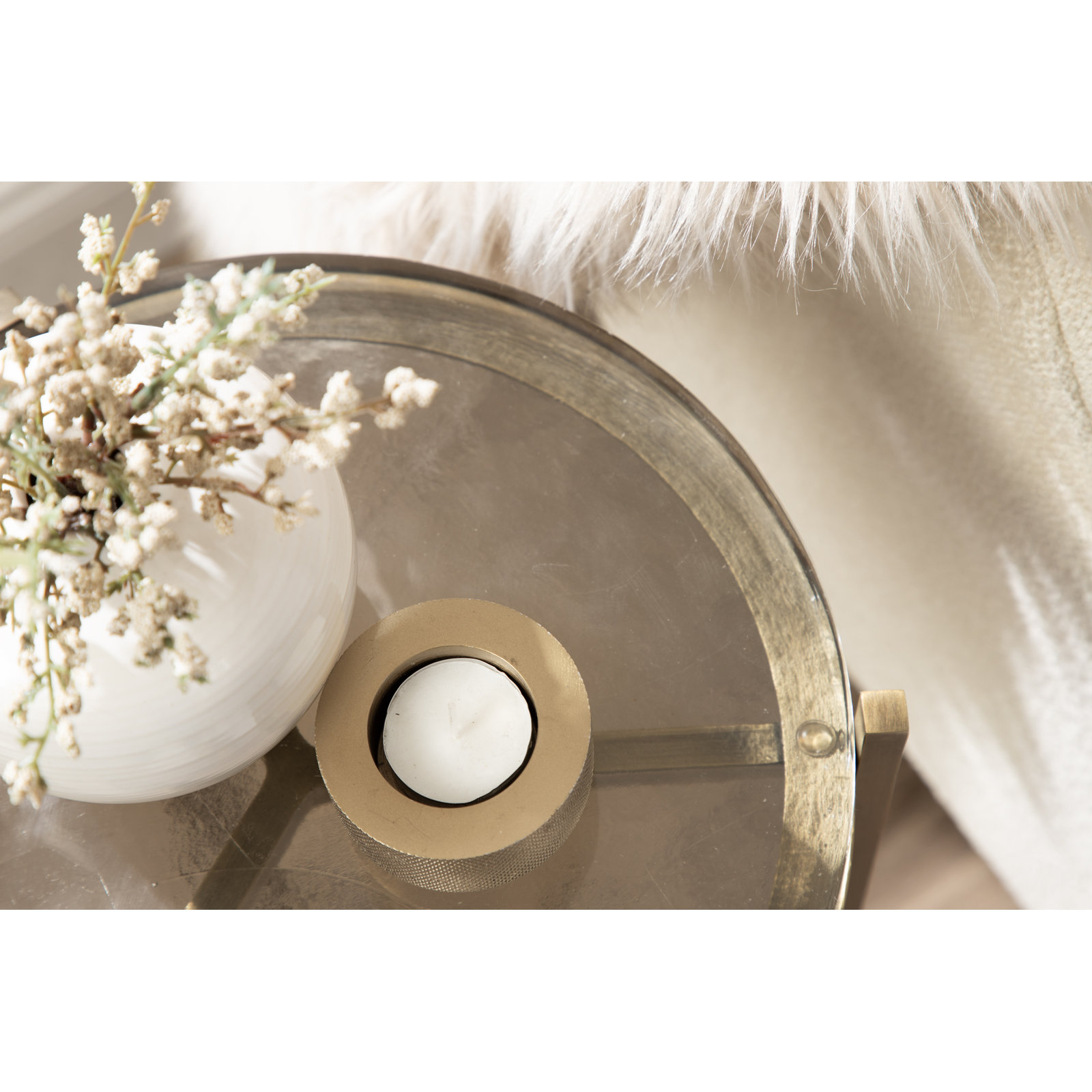 Aguilar Modern Round Glass Side Table, Gold