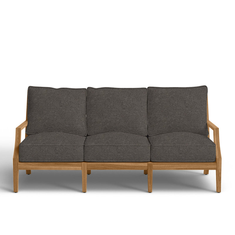 Haley Teak Patio Sofa with Cushions, Verona Fossil, Welt + Standard fill, Natural Teak