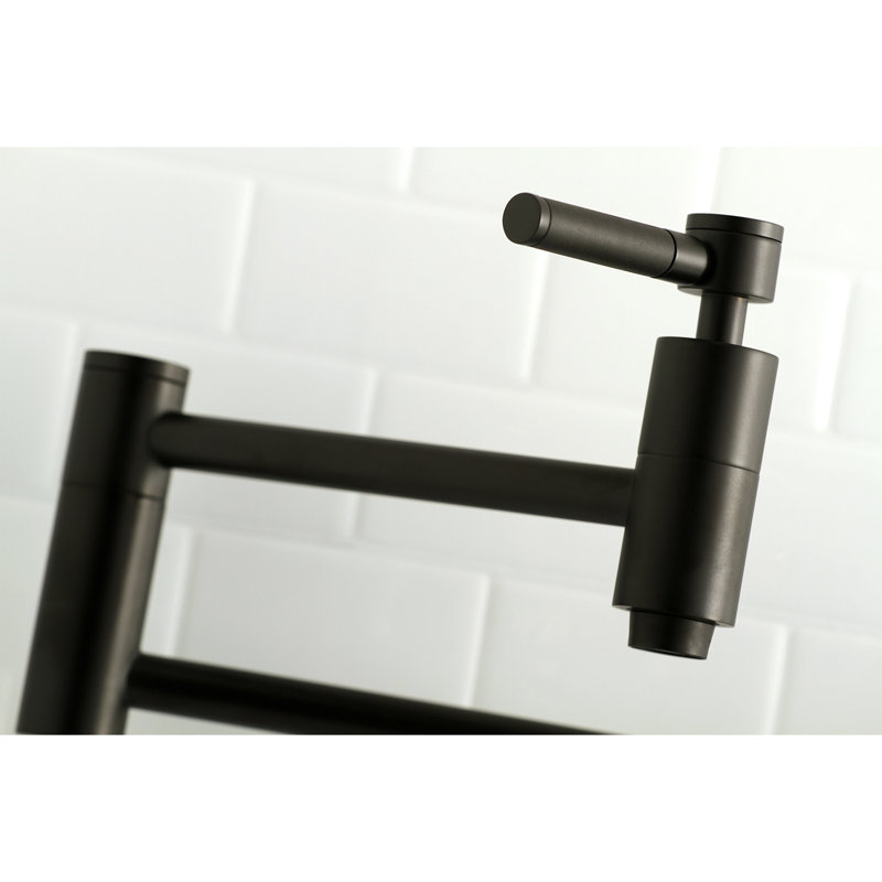 Kingston Brass Kaiser Two-Handle 1-Hole Wall Mount Pot Filler Faucet, Matte Black