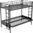 Multi - Function Black Twin Over Full Metal Bunk Bed, Futon Conversion, Features, Quality Steel Frame Function, Black, Easy Setup