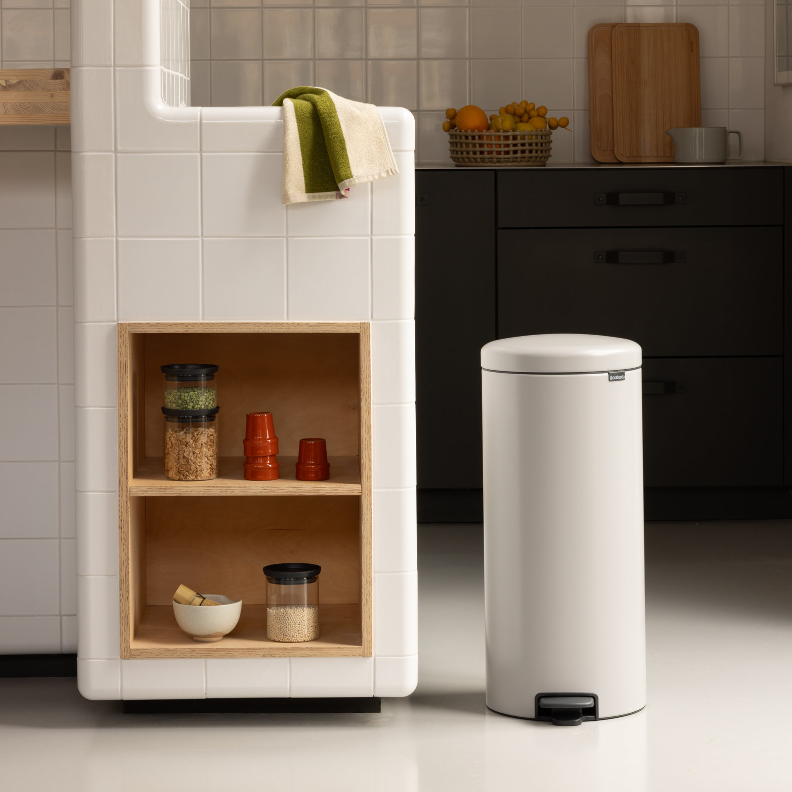 Brabantia Newicon 8gal Step-On Trash Can, Soft Gray