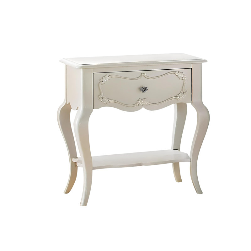Table de chevet 26 po en bois massif et verre miroitant