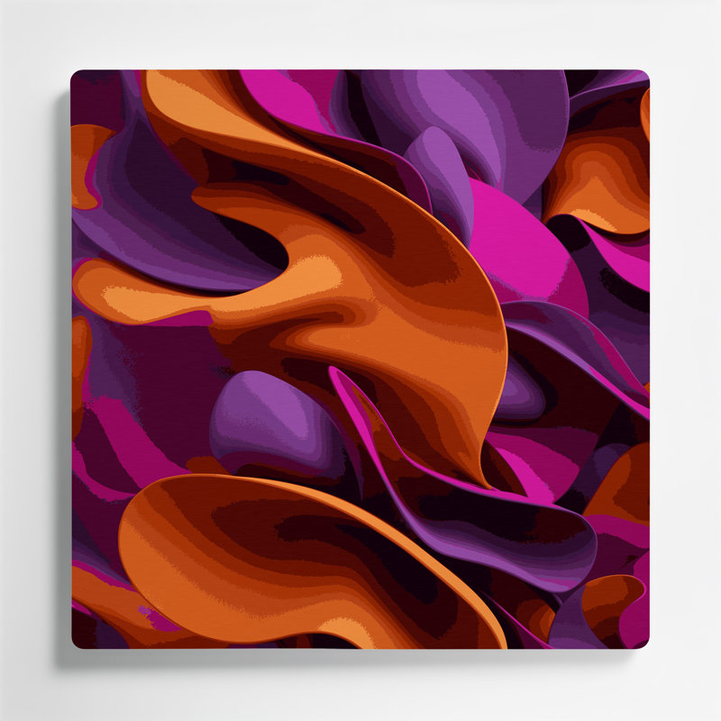 «Abstract Shapes» 71, art mural en métal mauve, H 12 po x l 12 po