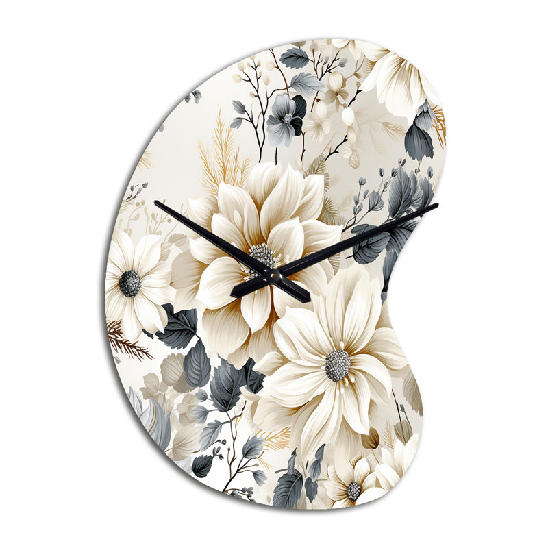 Motif de bohème éthéré bleu et blanc - impression florale de forme unique, horloge murale, Petit