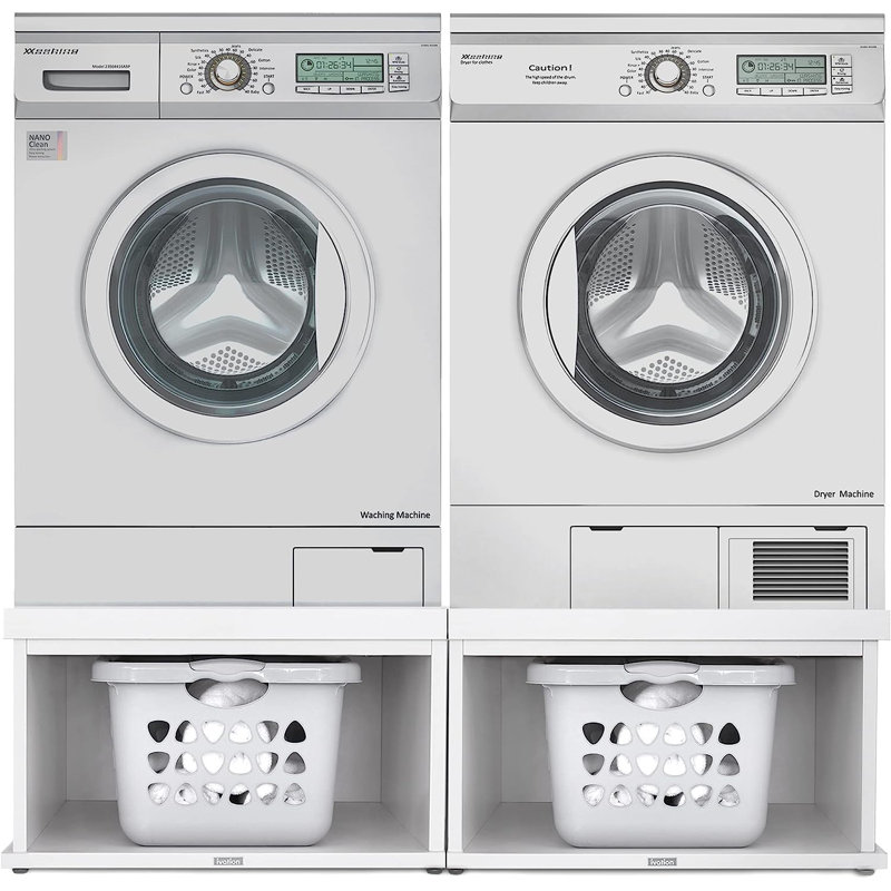 Ivation Wooden Laundry Pedestal for Washer & Dryer, Made to Fit All Machines - 2 Pack