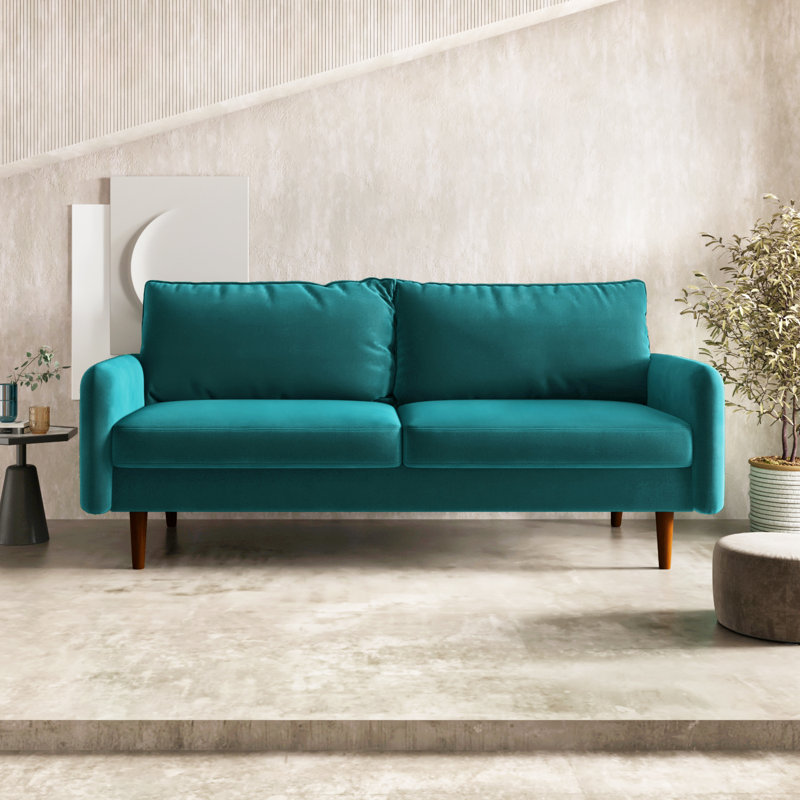 Azelin 70" Round Arm Sofa, Dark Cyan