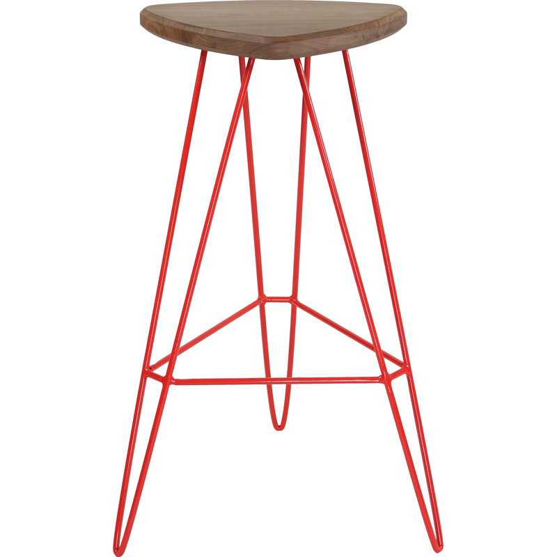 Madison Counter Stool with Metal Frame, American Walnut, Red, Bar Stool (30" Seat Height)