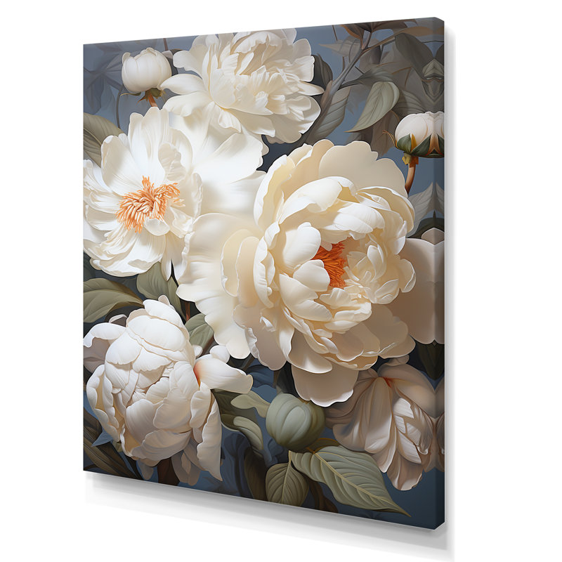 «Beige Fragrant Peony Bliss I» sur toile, H 40 po x l 30 po x P 1,5 po, Toile tendue