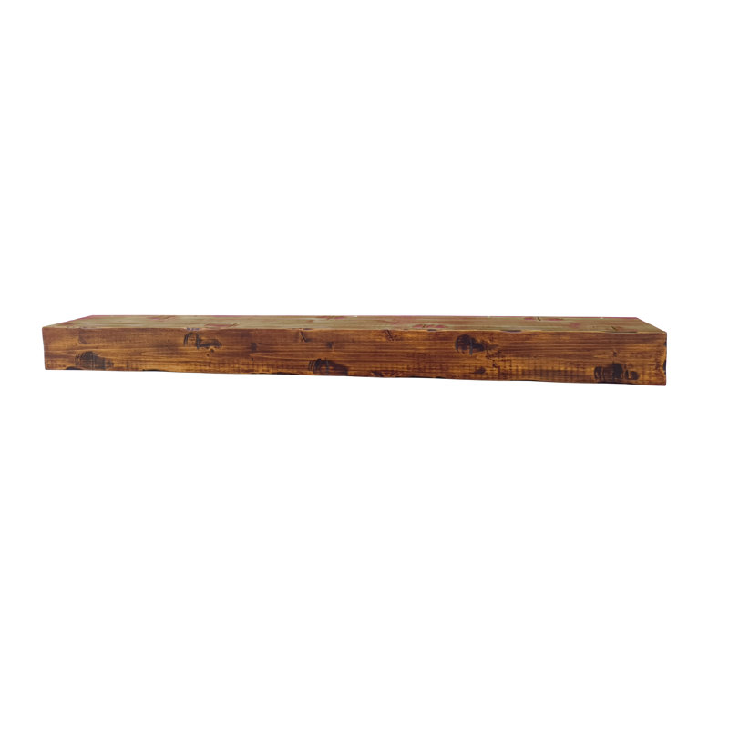 60" Rustic Fireplace Mantel Shelf, Dark Brown Wood, 5.5"H x 72"W x 8.5"D