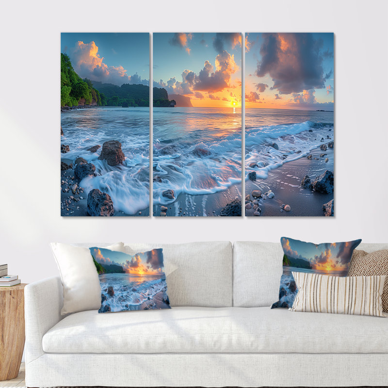 Samaniego - Ensemble de reproduction d'art mural plage, H 28 po x l 36 po x P 1 po, Toile tendue