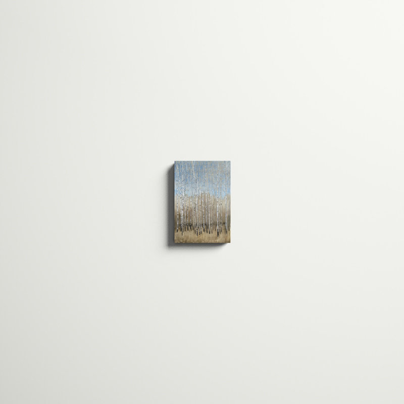 «Dusty Blue Birches I», peinture sur toile, H 12 po x l 8 po