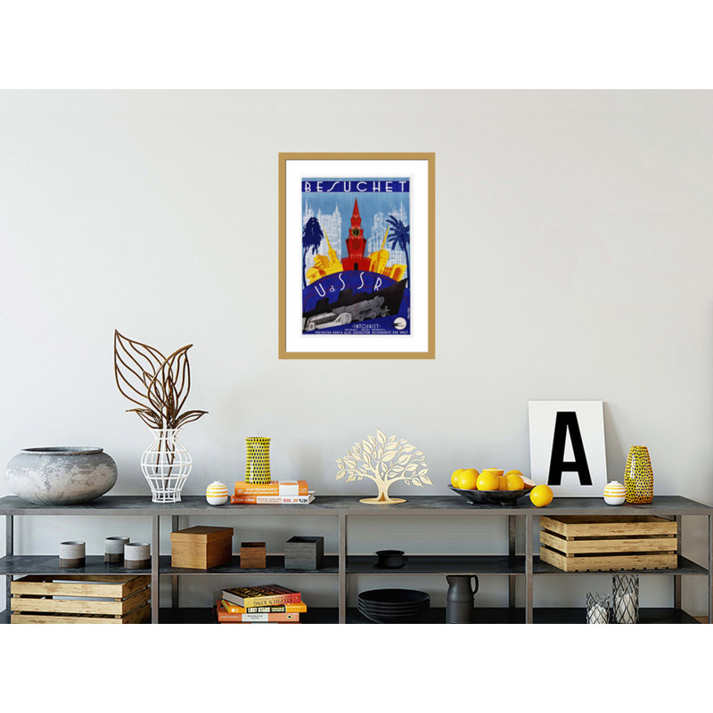 Besuchet - affiche de voyage de l'URSS par Max Litwak et Robert Fedor - impression giclée encadrée, H 29,5 po x l 22,34 po
