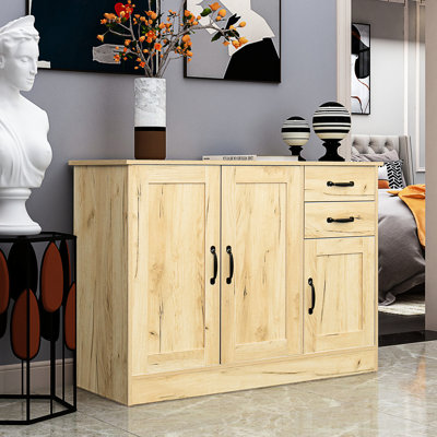 43.3" Oak Buffet Sideboard With Storage - Modern For Entryway & Dining Room 2 Doors Drawers 43.3 Inch Doors, 1 Storage, In Home Style