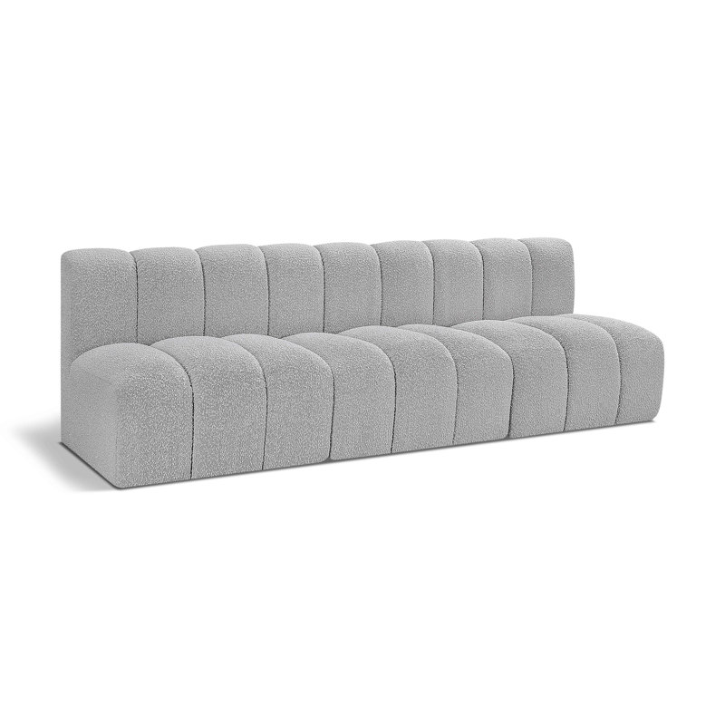 Hrach Upholstered Sectional Reversible, Grey Boucle Fabric