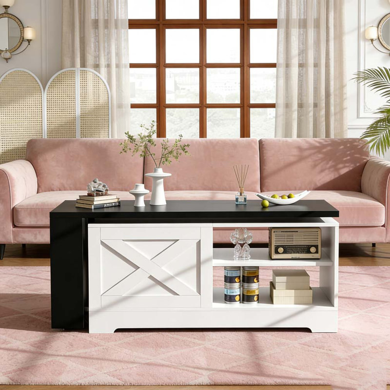 Table basse en bois, Blanc et noir
