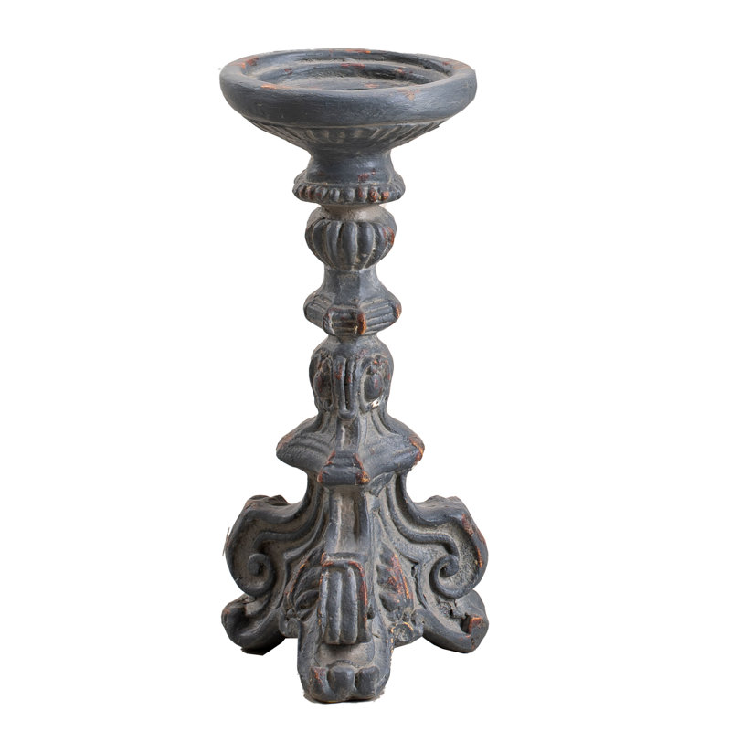 Shabby Chic Distressed Candlestick Statue