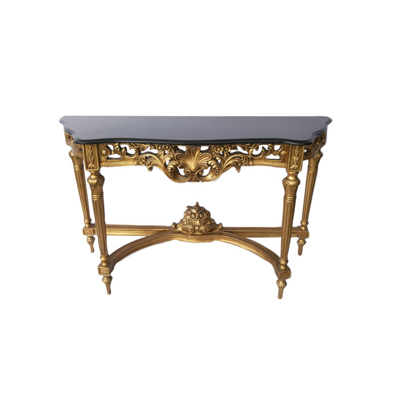 Rosia 54'' W Marble Console Table, Black