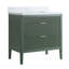 Ensemble de meuble-lavabo autoportant vert 36 po entièrement assemblé avec structure en bois massif et plateau en marbre d'ingénierie-666077360