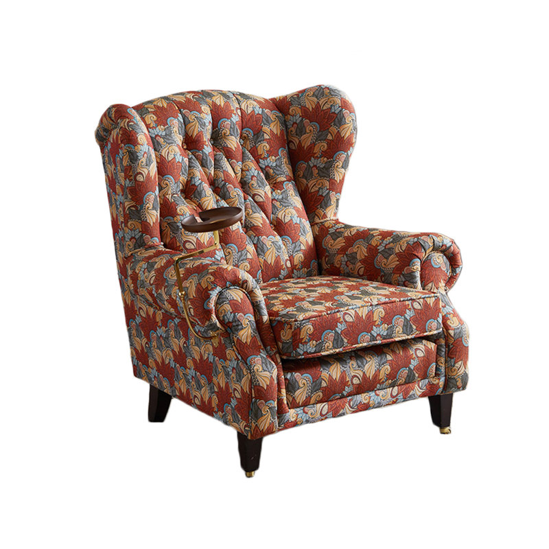Itsuo Upholstered Accent Chair, Red/Light Blue