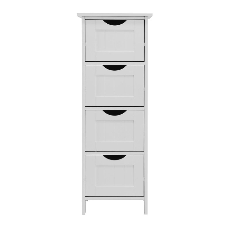 Armoire de rangement blanche pour salle de bain, armoire autoportante avec tiroirs