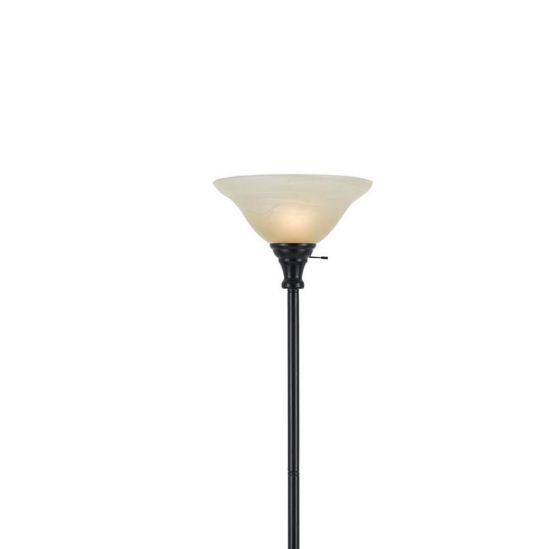 Riju Metal Round 3 Way Torchiere Lamp with Frosted Shade, Dark Bronze, Beige, Dark Bronze